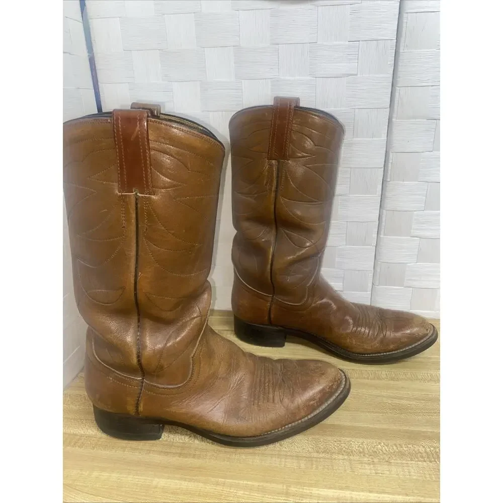 Hondo VTG 12” Tall Leather Western Cowboy Bulldog Heel Men Boots 8.5D